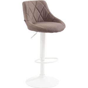CLP Tabouret de bar Lazio en Tissu Hauteur réglable siège pivotant, Taupe/Blanc