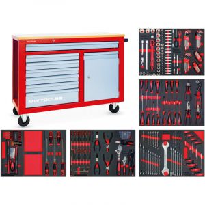 Mw-tools Mw Tools - Servante d'atelier complète avec armoire starter 212 outils MWE211K1