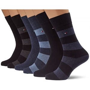 Tommy Hilfiger TH Men Rugby Sock 6P ECOM Chaussette CLSSC, Blue Black Combo, 39/42 pour des Hommes