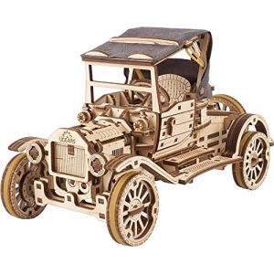 Ugears ?lassic Model Car Kit - Puzzles 3D pour Adultes et Enfants avec Toit Pliant et Moteur Fonctionnel à 4 Cylindres