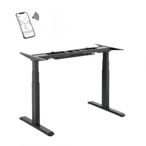 Kimex Pied de bureau motorisé réglable en hauteur 62-128 cm noir, connecté