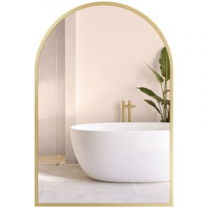 Image de Songmics Miroir salle de bain cadre en aluminium 91 x 61 cm doré