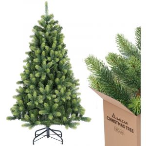 Salcar Sapin de No&euml;l Artificiel de avec Pointes Rondes r&eacute;alistes en PE et Branches en PVC Invisibles, r&eacute;aliste dans Un Vert d&eacute;licat, Support en m&eacute;tal