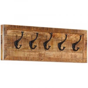 VidaXL Porte-manteau mural avec 5 crochets bois de manguier massif