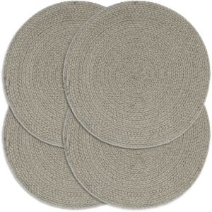 Image de VidaXL Napperons 4 pcs Gris Plain 38 cm Rond Coton