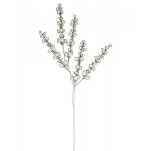 JJA Branche boules givr&eacute;es blanches 52 cm - Couleur Blanc - Taille Taille Unique