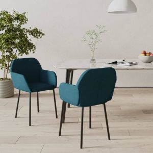 VidaXL Chaises de salle &agrave; manger 2 pcs Bleu Velours Bleu