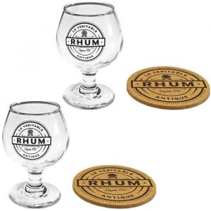 Coffret De 2 Verres À Rhum Avec 2 Dessous De Verre