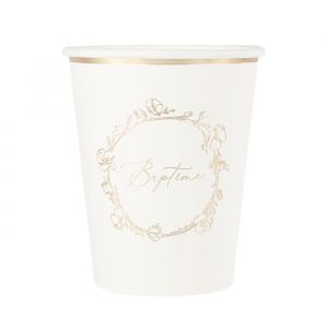 8 Gobeletets en carton baptême 255 ml - Couleur Blanc