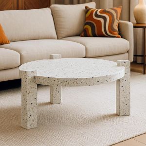 Table basse ronde moderne Titouan Effet Terrazzo