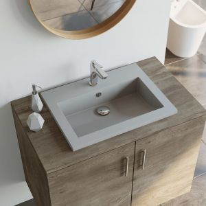 VidaXL Lavabo en granit 600 x 450 x 120 mm Gris