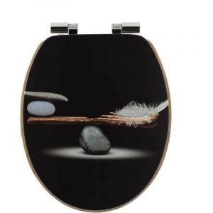 Tendance Abattant WC en Bois avec frein de chute et kit de fixation déco Plenitude