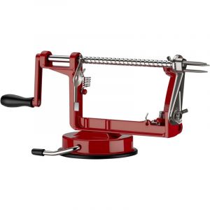 wiltec Pluche pomme 3 en 1 en Aluminium – 30 x 10 x 13 cm – 3 aiguilles, lame, ventouse – Machiner à peler, couper et épépiner des pommes