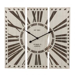 Image de Horloge Murale Carrée "3 Parties" 107cm Blanc & Marron Prix