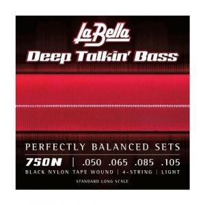La Bella 750N Jeu de Cordes en nylon pour Basse 50/105 Flat Wound Noir