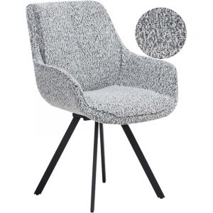 Beliani Chaise de Salle &agrave; Manger Pivotante Dossier Incurv&eacute; en Boucl&eacute; Noir et Blanc Marcellus