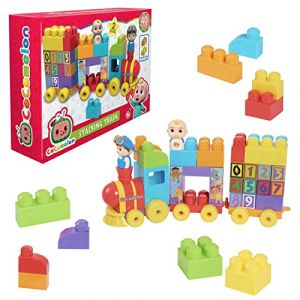 Image de CoComelon, Coffret Train avec 2 Figurines, 40 pièces, Construction à Briques, Jouet pour Enfants dès 18 Mois, CCM07