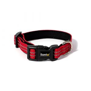 Lionto Collier pour Chien rembourré en Nylon réfléchissant imperméable réglable, Taille XS, Rouge