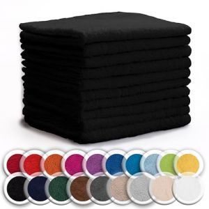 NatureMark Lot de 10 débarbouillettes en Tissu éponge, 100% Coton, 30 x 30 cm, Noir