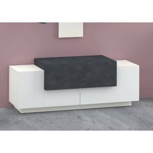 Dmora - Meuble d'entrée Djallo, Entrée multifonctionnelle moderne, Meuble polyvalent pour hall d'entrée, 100% Made in Italy, 120x45h46 cm, Blanc