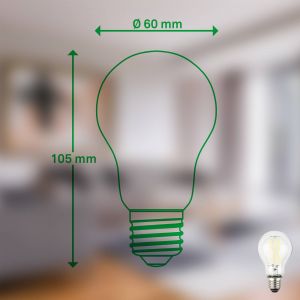 Briloner Lot de 2 ampoules à LED filament Base E27 A60 blanc chaud 4W EEK A