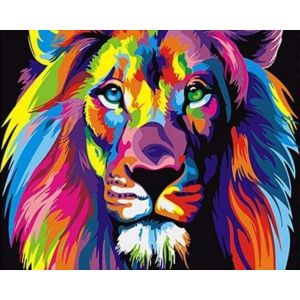 Broderie point de croix : Lion Pop Art