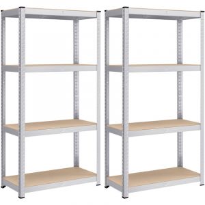 Songmics Lot De 2 Étagères De Rangement À 4 Niveaux, 40 X 80 X 160 Cm, Capacité 520 Kg, Planches Réglables, Style Industriel, Pour Cuisine, Salon, Argent