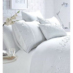 Belle Maison Parure de lit Papillon en Polycoton, Blanc, lit Simple