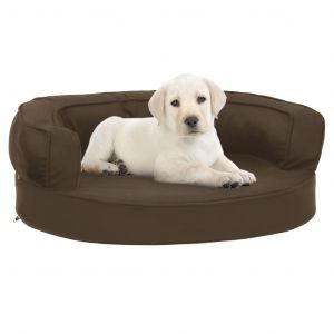 VidaXL Matelas de lit ergonomique pour chien 60x42 cm Aspect de lin - Brun