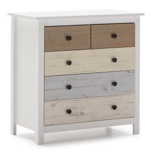 Commode magda blanc et tiroirs multicouleurs en pin massif. - multicolore