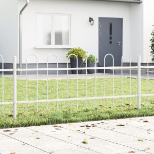 VidaXL Clôture de jardin avec sommet en bosse - Blanc, 15,3 x 0,6 m, Acier