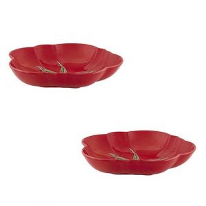 Cristal d'Arques BORDALLO PINHEIRO Jeu de 2 Assiettes Creuses Tomate 25 cm