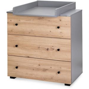 Monmobilierdesign Pauline Commode bébé avec plan à langer amovible Bois / Gris
