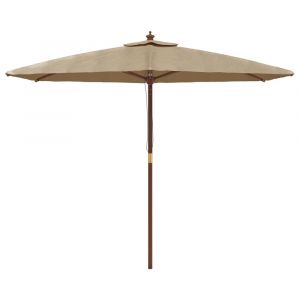 Parasol mobilier de jardin avec mât en bois 299 x 240 cm taupe 02_0008359