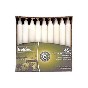 Image de Bolsius Bougies bistro 177mm blanches - Lot de 45