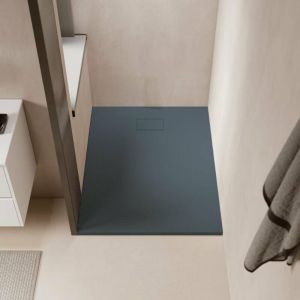 Image de Stano Receveur de douche 80 x 140 cm extra plat piatto en SoliCast surface ardoisée gris basalte - Gris