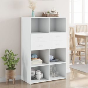 VidaXL Buffet haut blanc 80x42,5x124 cm bois d'ingénierie, buffet, armoire de rangement, panneau latéral, armoire, armoire latérale, armoire haute