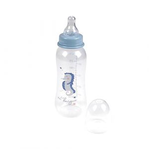 Homea Bébé Douceur, Biberon Col Etroit avec Tétine Débit Variable Silicone 250Ml Hippocampe Ocean