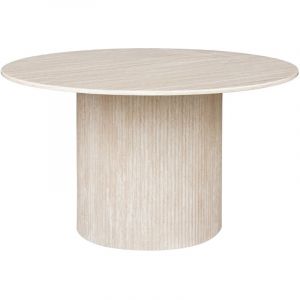 RIONA - Table à manger ronde en marbre composite beige 4 personnes