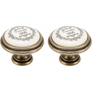 Cyclingcolors 2x bouton de tiroir finition laiton porcelaine céramique 35 mm meuble vintage antique style porte poignée commode armoire maison avec vis