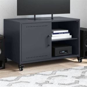 VidaXL Meuble TV, Armoire de T&eacute;l&eacute;vision avec &Eacute;tag&egrave;res, Support T&eacute;l&eacute; avec Rangement Salon Salle de S&eacute;jour, Anthracite 846670
