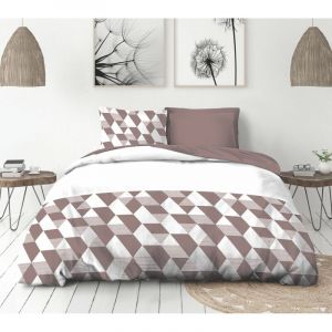 XAGONE Parure de couette 100% coton Prune 240x260 cm