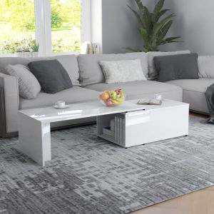 Image de VidaXL Table basse Blanc brillant 150x50x35 cm Aggloméré