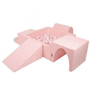 Image de Aire De Jeux En Mousse Avec Carré Piscine à Balles (300 Balles) Pour Enfants, Rose:Rose Poudre/Perle/Transparent - rose:rose poudre/perle/transparent