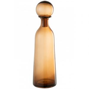 Jolipa Bouteille décorative avec bouchon en verre marron 11x11x44 cm - Marron
