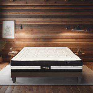 BELLECOUR LITERIE - Ensemble CHAMBORD 180x200 cm - Matelas Micro-ressorts + Sommier Bois