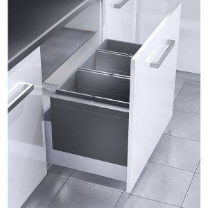 Hailo Poubelle encastrable 3 bacs pour meuble coulissant 74L (28+28+18) Triple XL