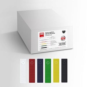 Tox Window Distance Cales de vitrage Assortiment de 300 pièces, cales d'espacement multicolores en plastique, pouvant supporter une charge de 3 tonnes, polypropylène, 50 pièces, 1 carton, 065100100