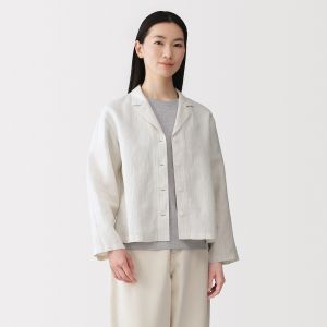 Veste chemise en lin lav&eacute; pour femme