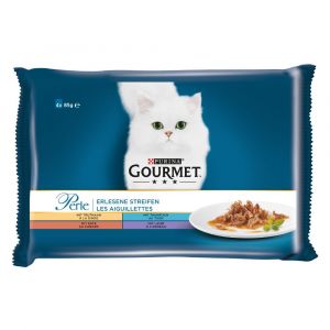 Purina 4x85g aiguillettes de bœuf, lapin, saumon, poulet Gourmet - Nourriture pour Chat